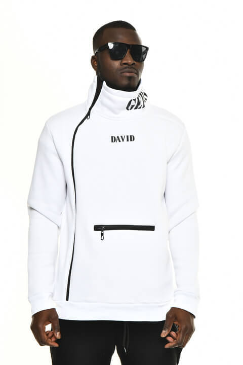 DAVID&GERENZO - Beyaz Asimetrik Yaka Detay Sweatshirt