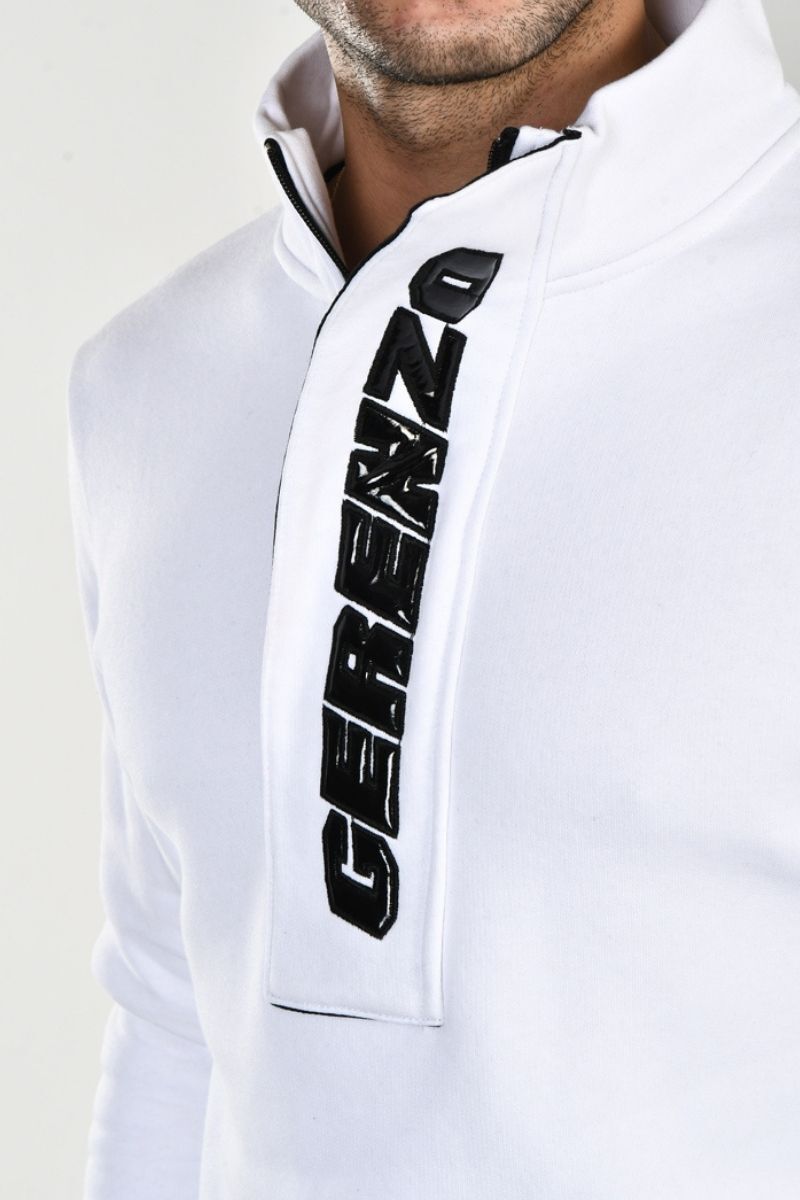 Beyaz Gerenzo Yaka Detay Üç İplik Sweatshirt - 2