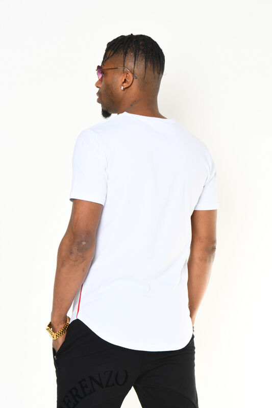 Beyaz Google Baskı Slim Fit T-shirt - 4