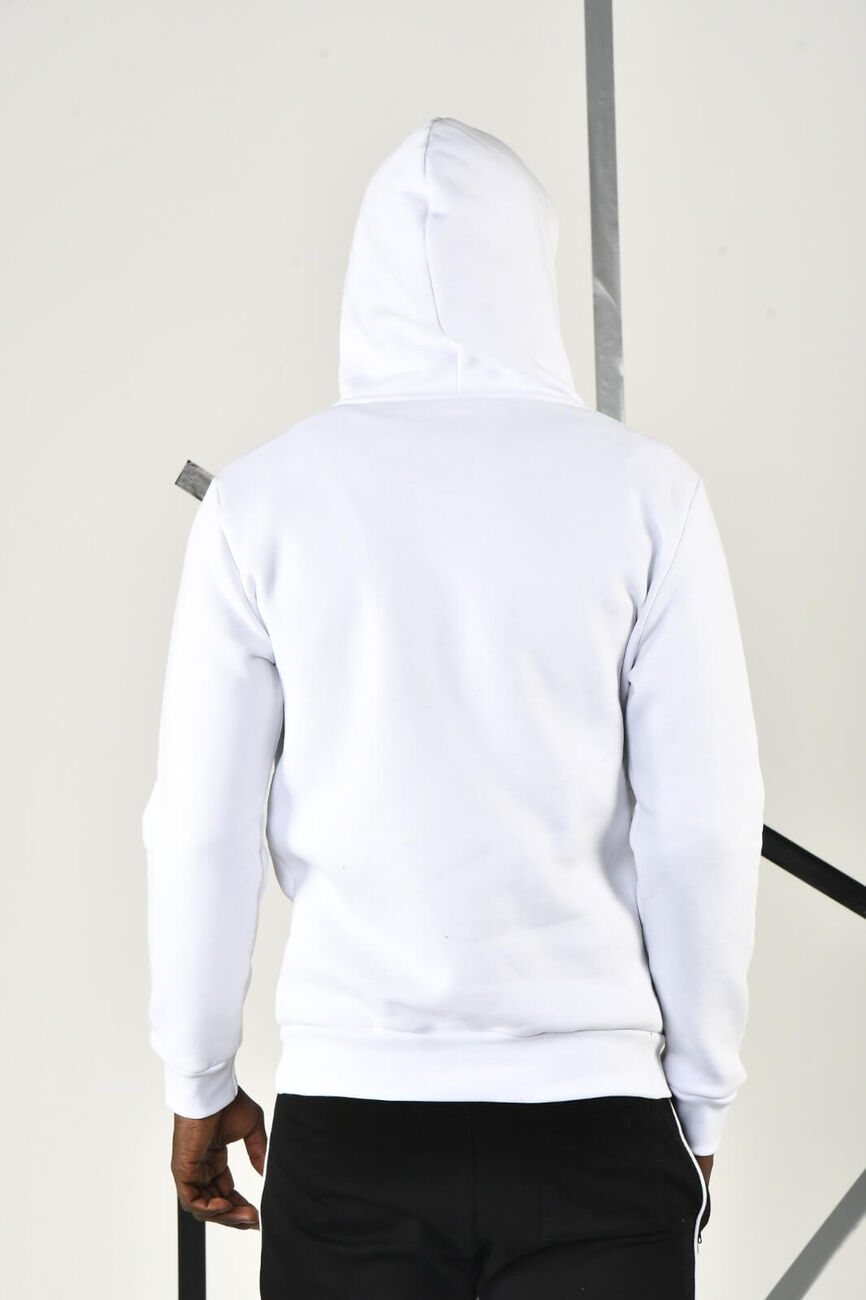 Beyaz Nakış Detaylı Kapüşonlu Sweatshirt - 4