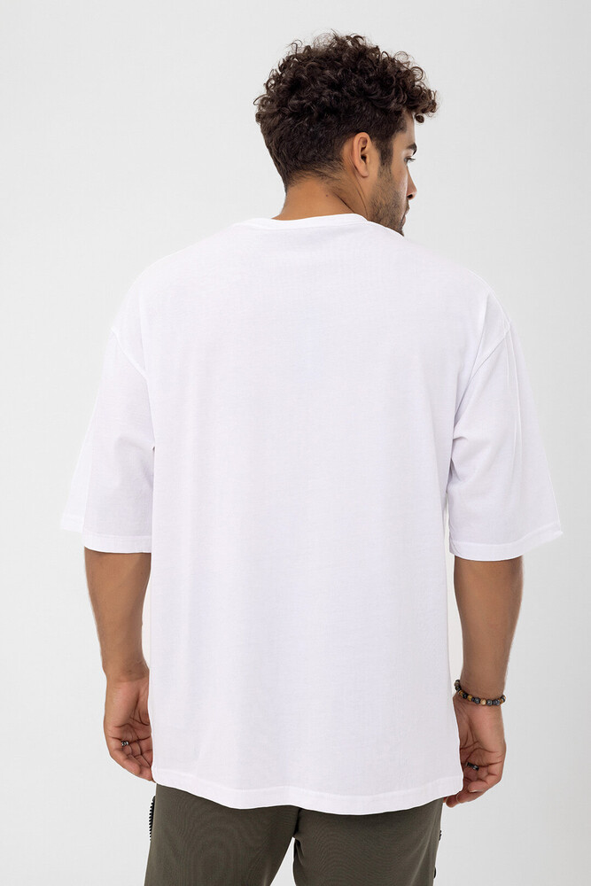 Beyaz Neon Baskı Detay Oversize T-shirt - 6