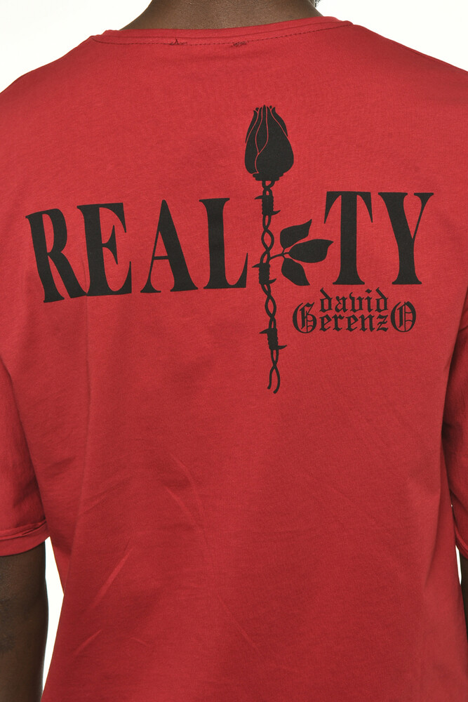 Bordo Reality Sırt Baskı Detay Oversize T-shirt - 7