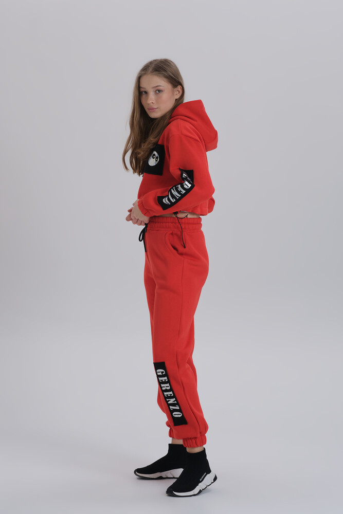 Red Print Detailed Oversized Tracksuit - 6