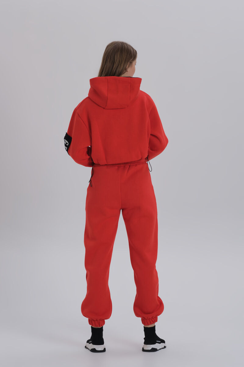 Red Print Detailed Oversized Tracksuit - 7