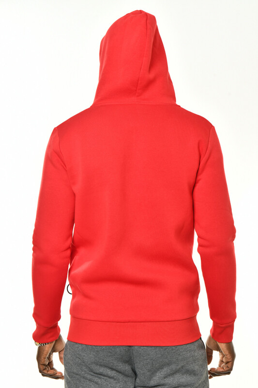 Kırmızı Logo Aksesuarlı Fermuarlı Kapüşonlu Sweatshirt - 6