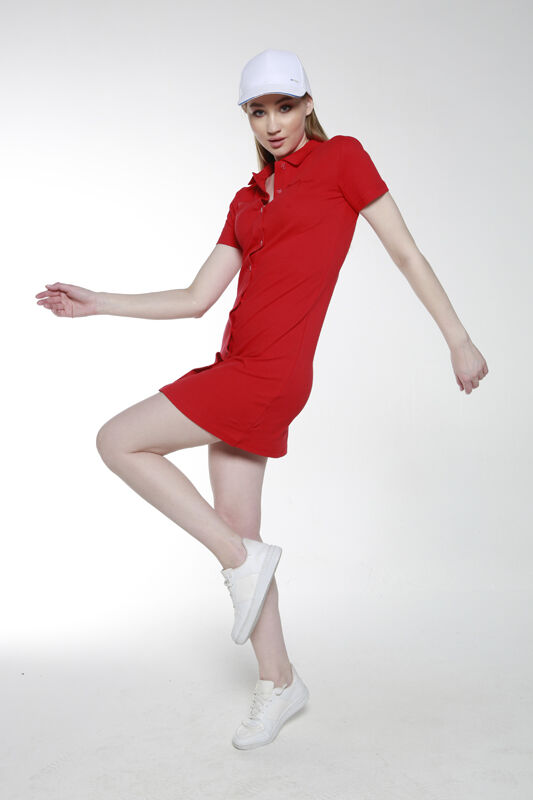 Kırmızı Polo Yaka Elbise - 10