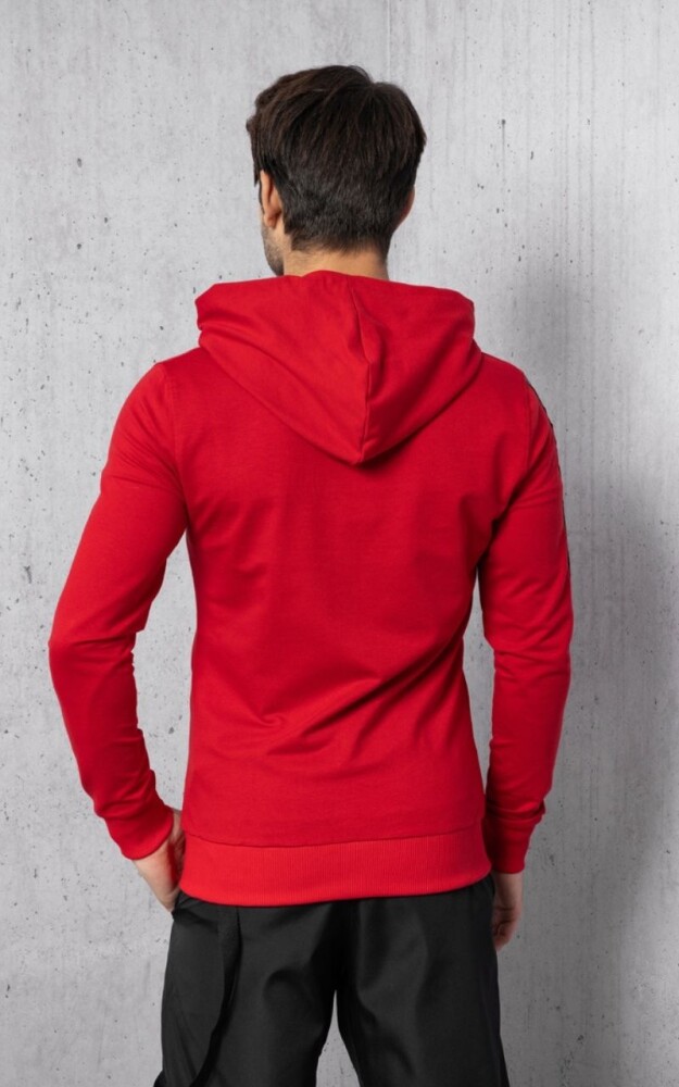 Kırmızı Premium Cep Detay Fermuarlı İki İplik Kapüşonlu Sweatshirt - 5