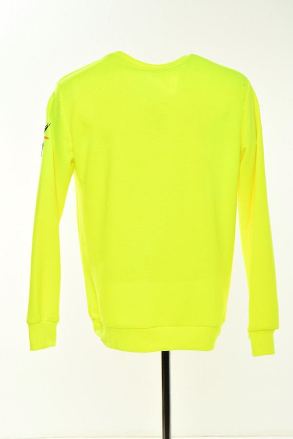 Neon Sarı Taş Aslan Aksesuarlı Slim Fit Sweatshirt - 7