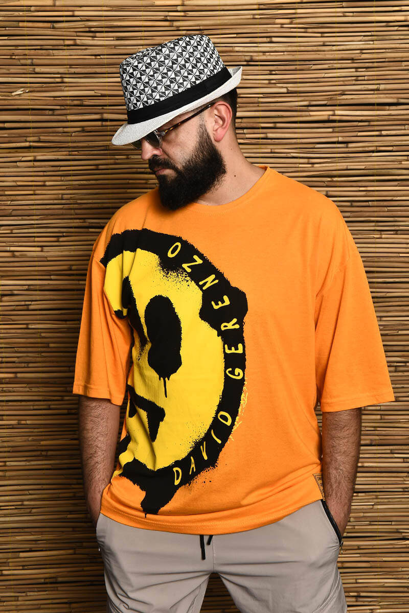 DAVID&GERENZO - Safran Büyük Baskılı Oversize T-shirt