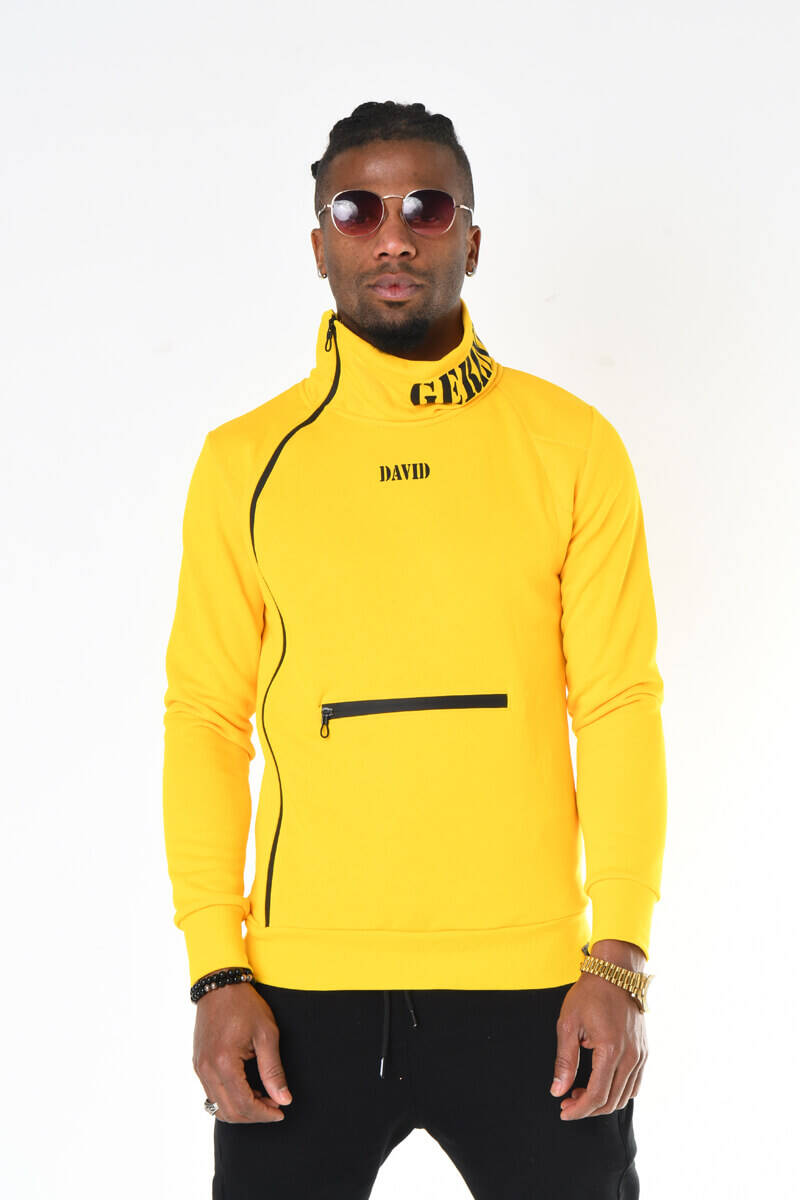 DAVID&GERENZO - Sarı Asimetrik Yaka Detay Sweatshirt