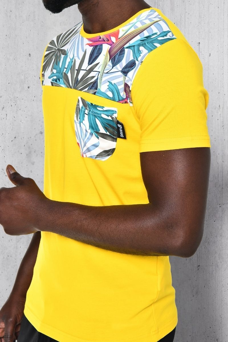 Sarı Renkli Yaprak Desenli Şort T-shirt Takım - 2