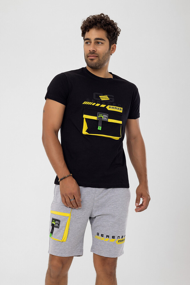 Siyah Cep Detay Şort T-shirt Takım - DAVID&GERENZO