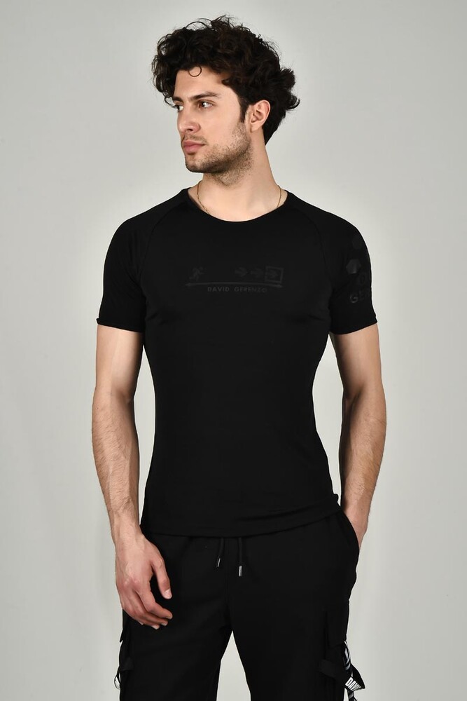 DAVID&GERENZO - Siyah Dvd Baskı Detay Bisiklet Yaka T-shirt