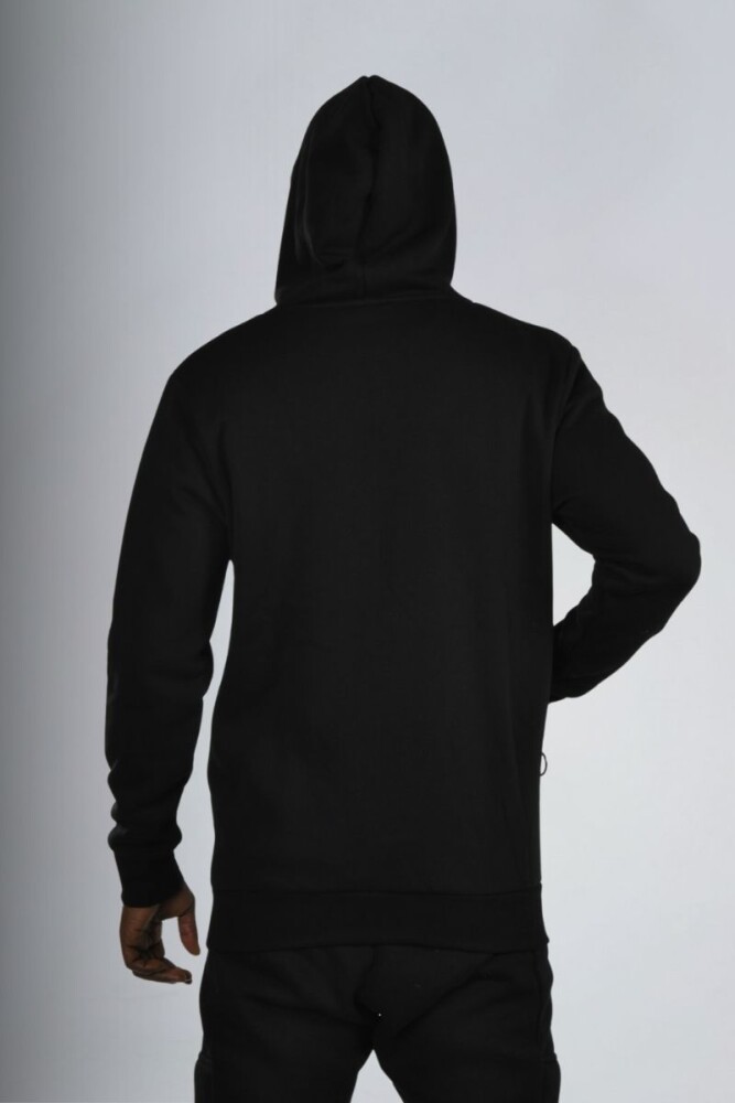 Siyah Logo Aksesuarlı Fermuarlı Kapüşonlu Sweatshirt - 5