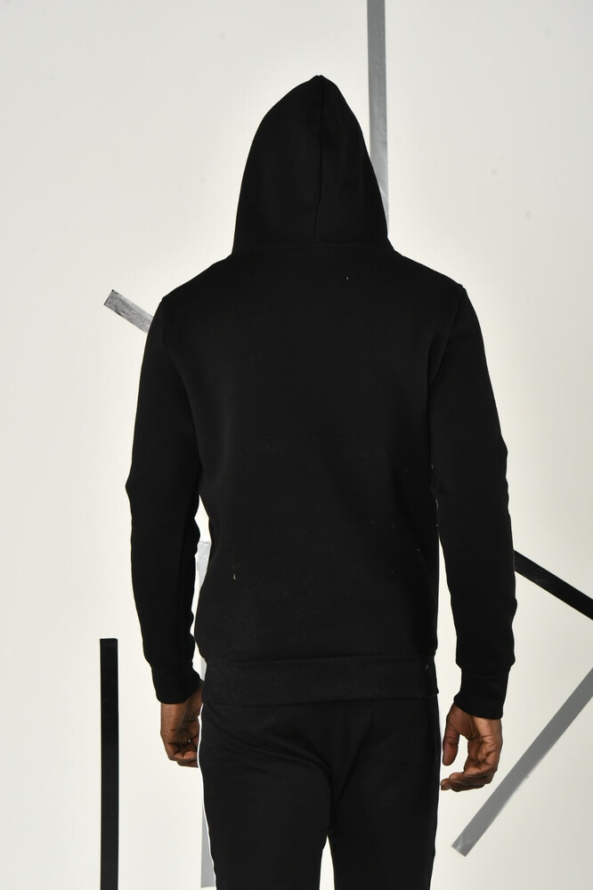 Siyah Nakış Detaylı Kapüşonlu Sweatshirt - 4
