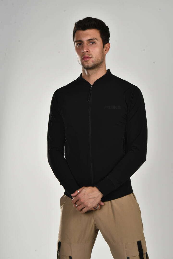 DAVID&GERENZO - Siyah Premium Paraşüt Kumaş Fermuarlı Ceket