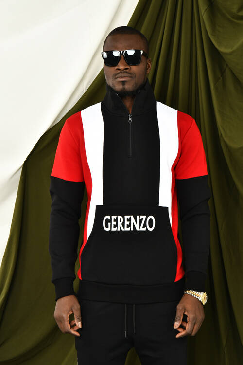 DAVID&GERENZO - Siyah Renk Geçişli Fermuarlı Yaka Detaylı Sweatshirt