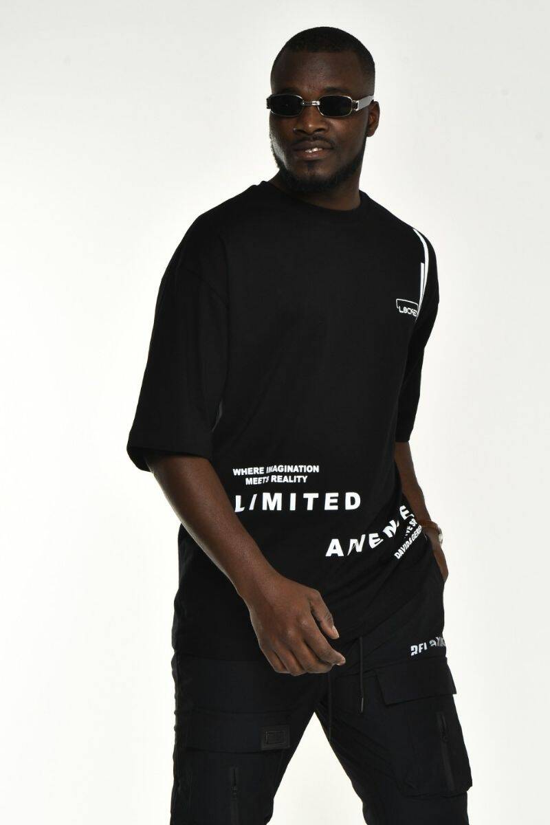 Siyah Unlimited Baskı Oversize T-shirt