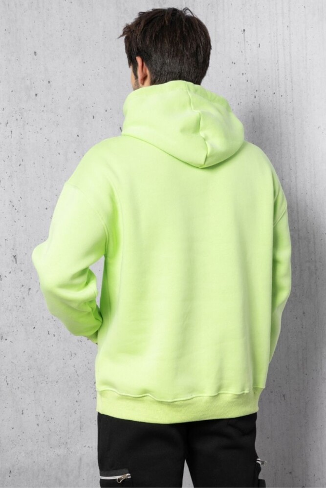 Yeşil Aksesuar Detay Oversize Kalıp Üç İplik Kapüşonlu Sweatshirt - 6