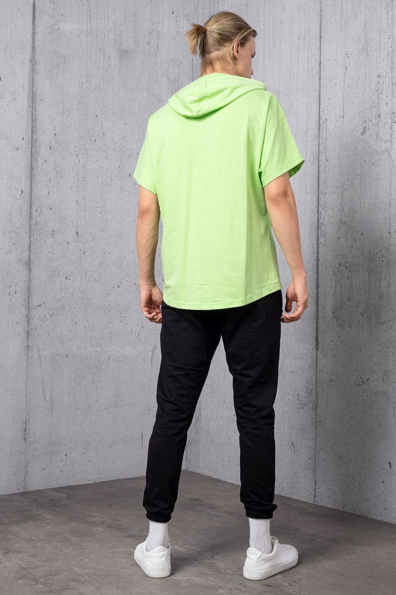 Yeşil Cep Detay Düğmeli Kapüşonlu T-shirt - 5
