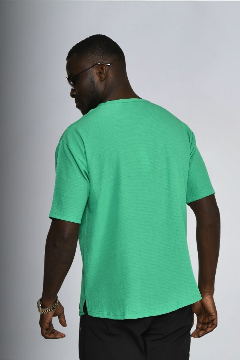 Yeşil Cepli V Yaka T-shirt 410409 - 5