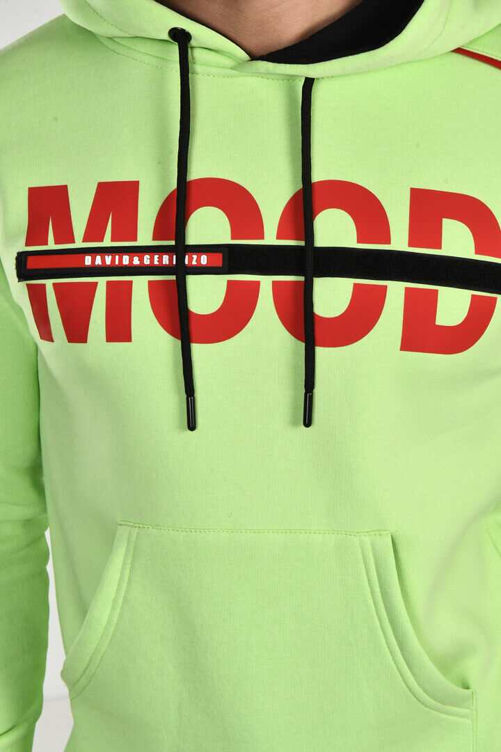 Yeşil Mood Baskı Detay Kapüşonlu Sweatshirt - 3