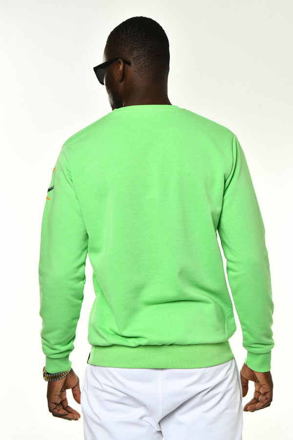 Yeşil Taş Aslan Aksesuarlı Slim Fit Sweatshirt - 6